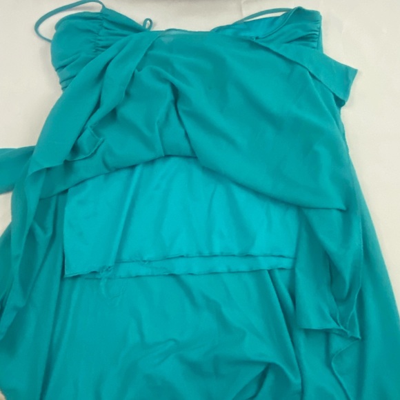 Next Era Couture Teal Layered Heart Neckline Spaghetti Strap Handkerchief Top - Picture 7 of 9